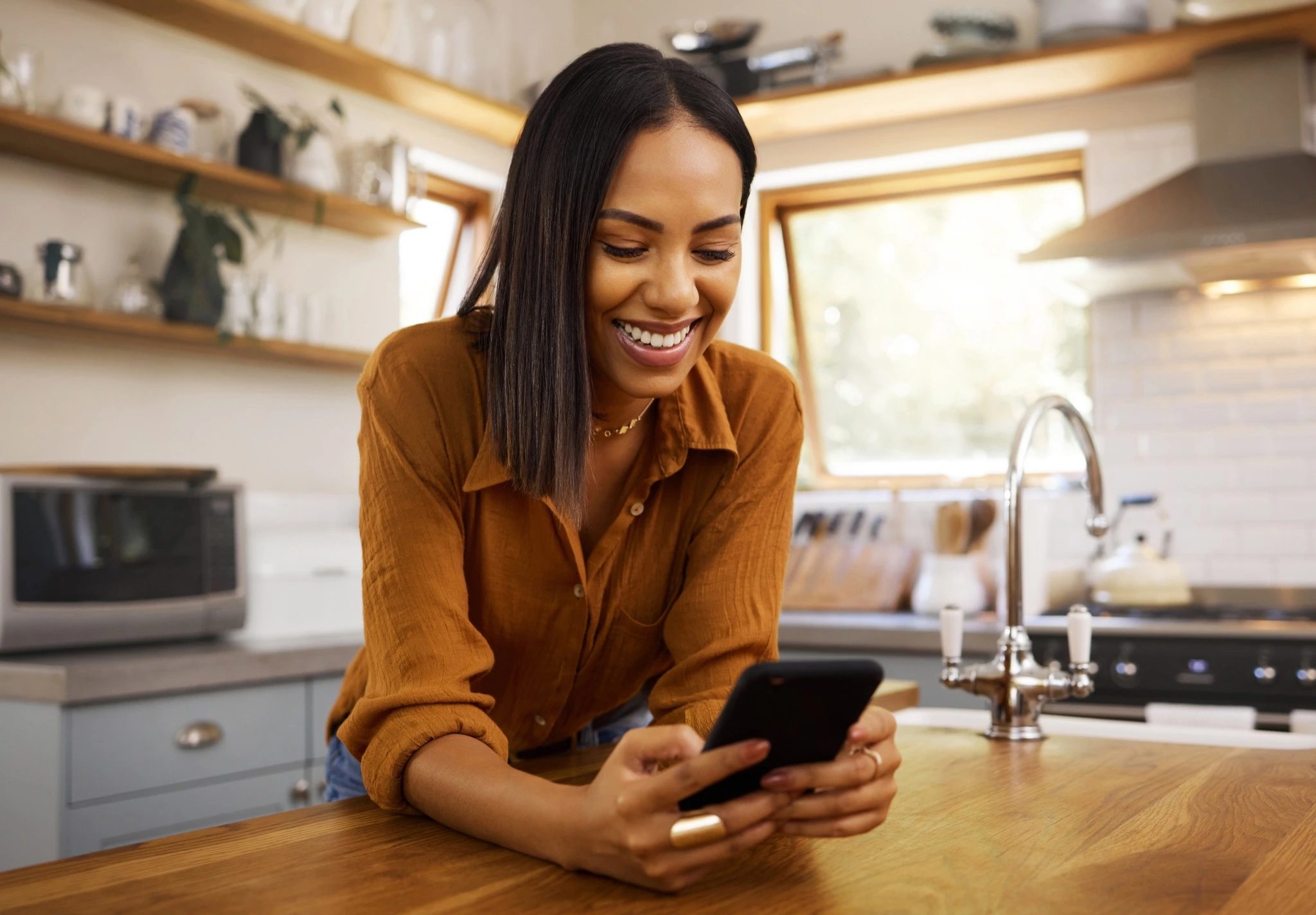 Patient checking support progress on a phone
